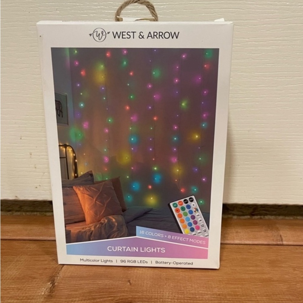 West & Arrow multi colored string curtain lights